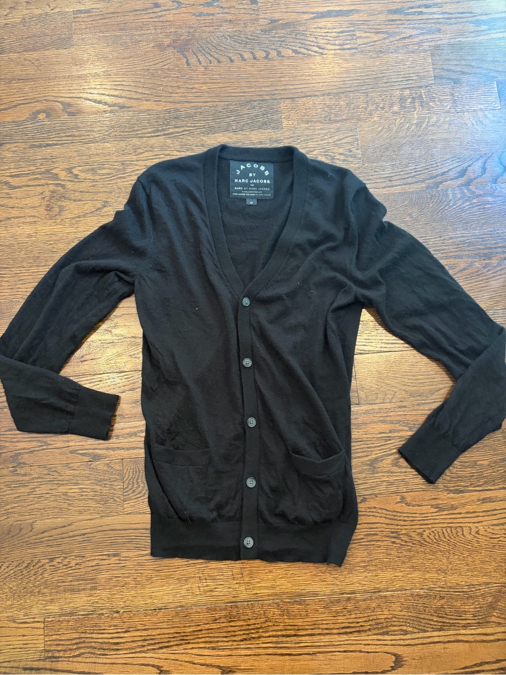 Jacob by Marc Jacobs Men's Black Button-Front V-Neck Cardigan 100% cashmere